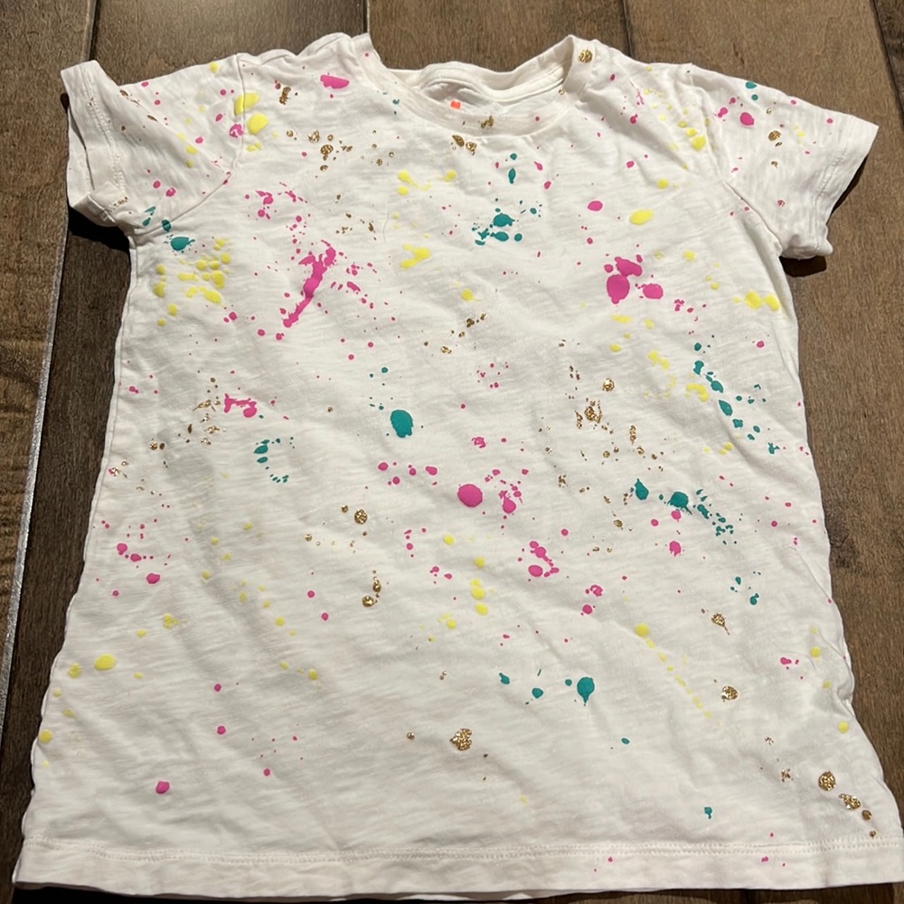 Crewcuts splatter paint look with gold glitter shirt size L 10-11